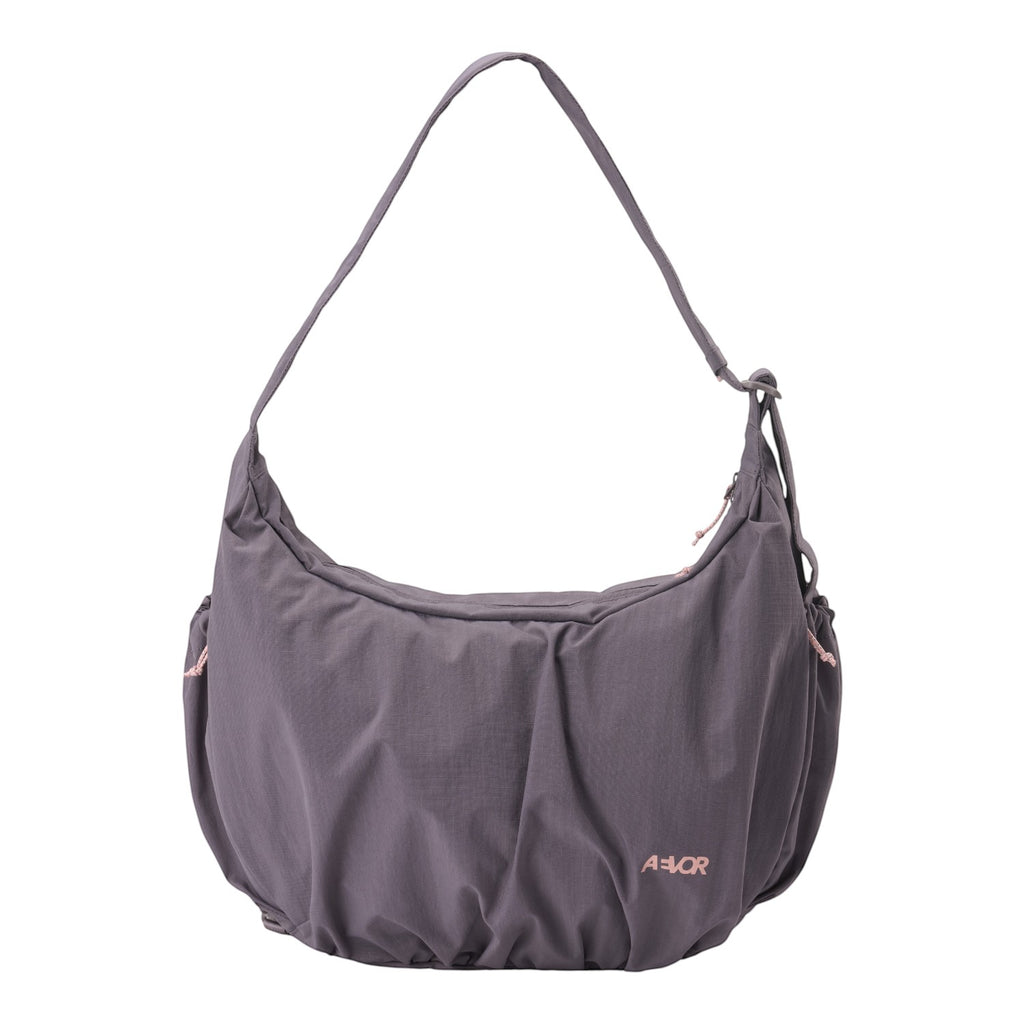 Lieblingstasche slouchy hobo bag in dark grey with adjustable shoulder strap and pink drawstring details
