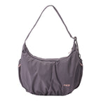 Lieblingstasche slouchy hobo bag in dark grey with adjustable shoulder strap and pink drawstring details