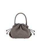 Lieblingstasche Cool Companion Suede S handbag in grey with drawstring sides and a structured top handle
