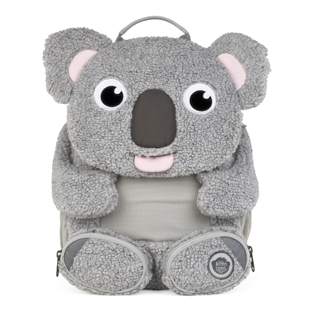 Lieblingstasche Großer Freund koala backpack in grey textured plush fabric with pink ears and nose details