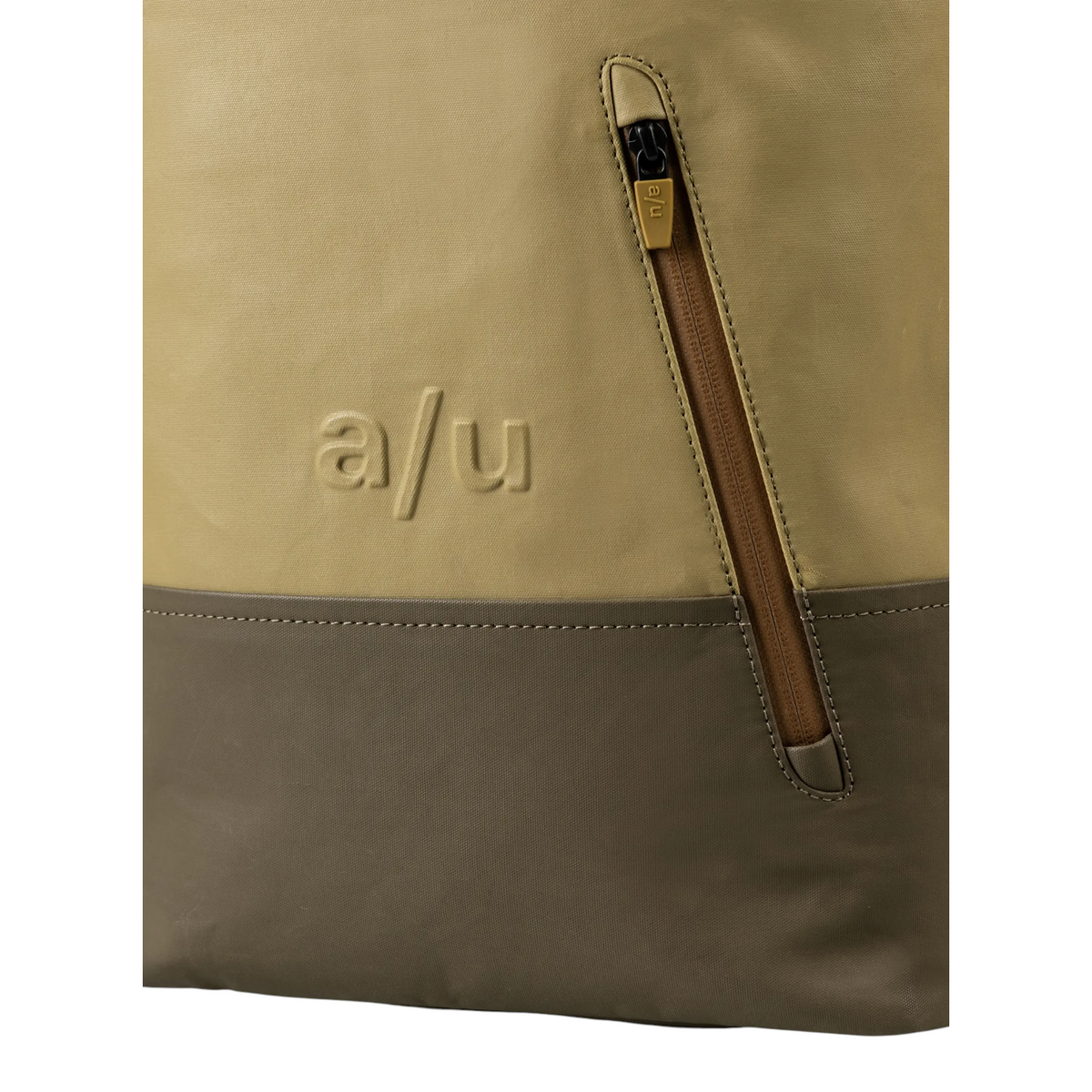Lieblingstasche a/u by aunts & uncles Hamamatsu backpack in beige and grey coated canvas with a diagonal zipper