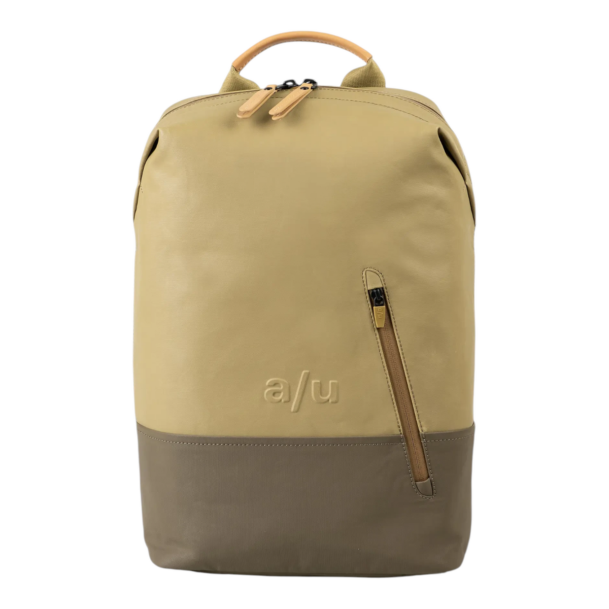 Lieblingstasche a/u by aunts & uncles Hamamatsu backpack in beige and brown coated canvas with leather details.