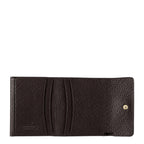 Lieblingstasche Hanna RFID wallet in dark brown pebbled leather with card slots and gold snap button closure