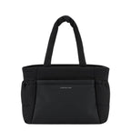 Lieblingstasche Hellvi Cloud Medium black tote bag with padded texture, side bottle pockets, and front zip compartment