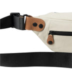 Lieblingstasche Ichikawa belt bag in off-white coated canvas with tan leather details and black adjustable strap