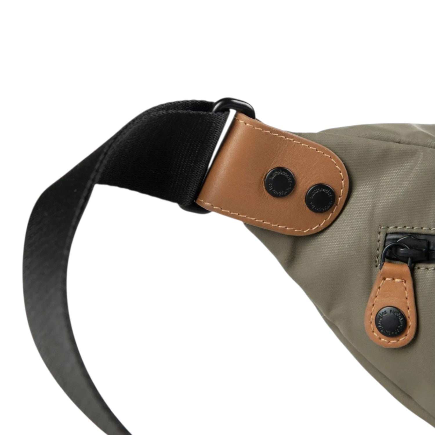 Lieblingstasche a/u by aunts & uncles Ichikawa belt bag in olive green coated canvas with brown leather details