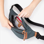 Lieblingstasche a/u by aunts & uncles Ichikawa belt bag in dark green coated canvas with leather details