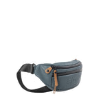 Lieblingstasche a/u by aunts & uncles Ichikawa belt bag in blue coated canvas with leather details and zip pockets