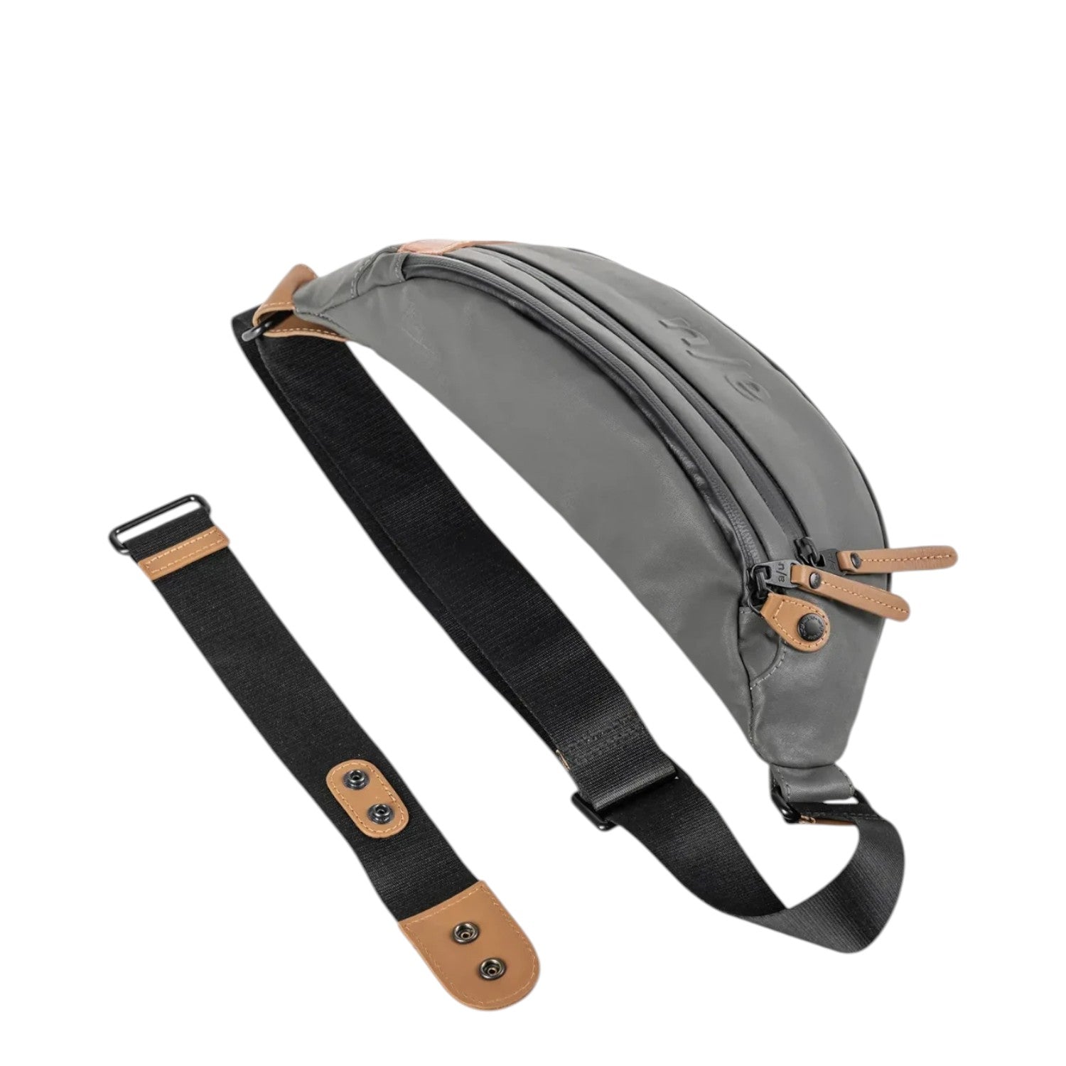 Lieblingstasche a/u by aunts & uncles Ichikawa grey belt bag made of coated canvas with leather details