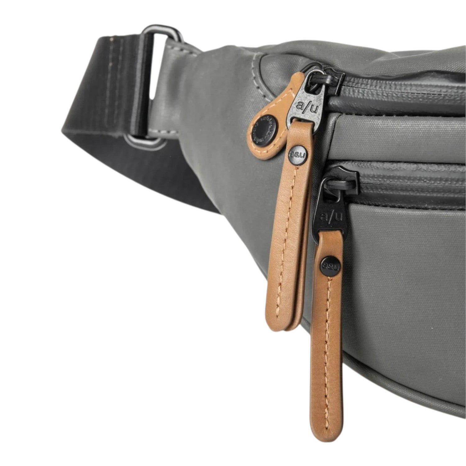Lieblingstasche a/u by aunts & uncles Ichikawa grey belt bag with water-repellent zippers and leather details