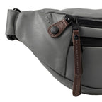 Lieblingstasche a/u by aunts & uncles Ichikawa grey belt bag with water-repellent zippers and brown leather details