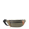 Lieblingstasche a/u by aunts & uncles Ichikawa belt bag in olive green coated canvas with leather details.