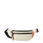 Lieblingstasche a/u by aunts & uncles Ichikawa waist bag in off-white coated canvas with leather details and black zippers