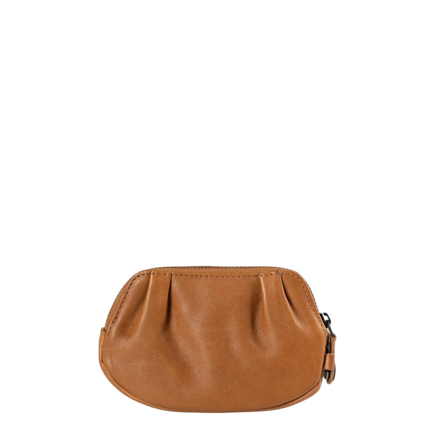 Lieblingstasche Jacy brown premium leather key case with a compact pleated design and secure zipper closure