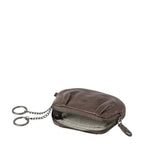Lieblingstasche Jacy brown leather key pouch with a zipper closure and two attached key rings on a chain