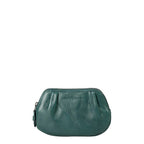 Lieblingstasche Jacy small dark green leather coin purse with a gathered design and top zipper closure