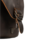 Lieblingstasche Jade dark brown leather bag with antique brass metal buckle and strap detail
