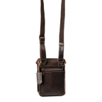 Lieblingstasche Jade dark brown leather crossbody bag with adjustable canvas strap and rear zipper pocket