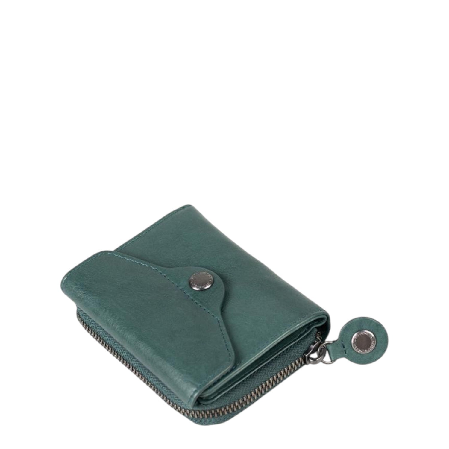 Lieblingstasche Judy small green leather wallet with a snap button closure and zip around detail