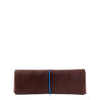 Lieblingstasche Keeper Etui brown leather pencil case with a vibrant blue elastic band closure