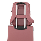 Lieblingstasche Kick Off Cabin Rucksack in dusty rose with a trolley sleeve attached to a matching suitcase handle