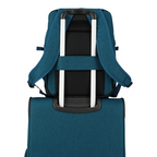 Lieblingstasche Kick Off Cabin Rucksack in blue with a trolley sleeve attached to a matching suitcase handle