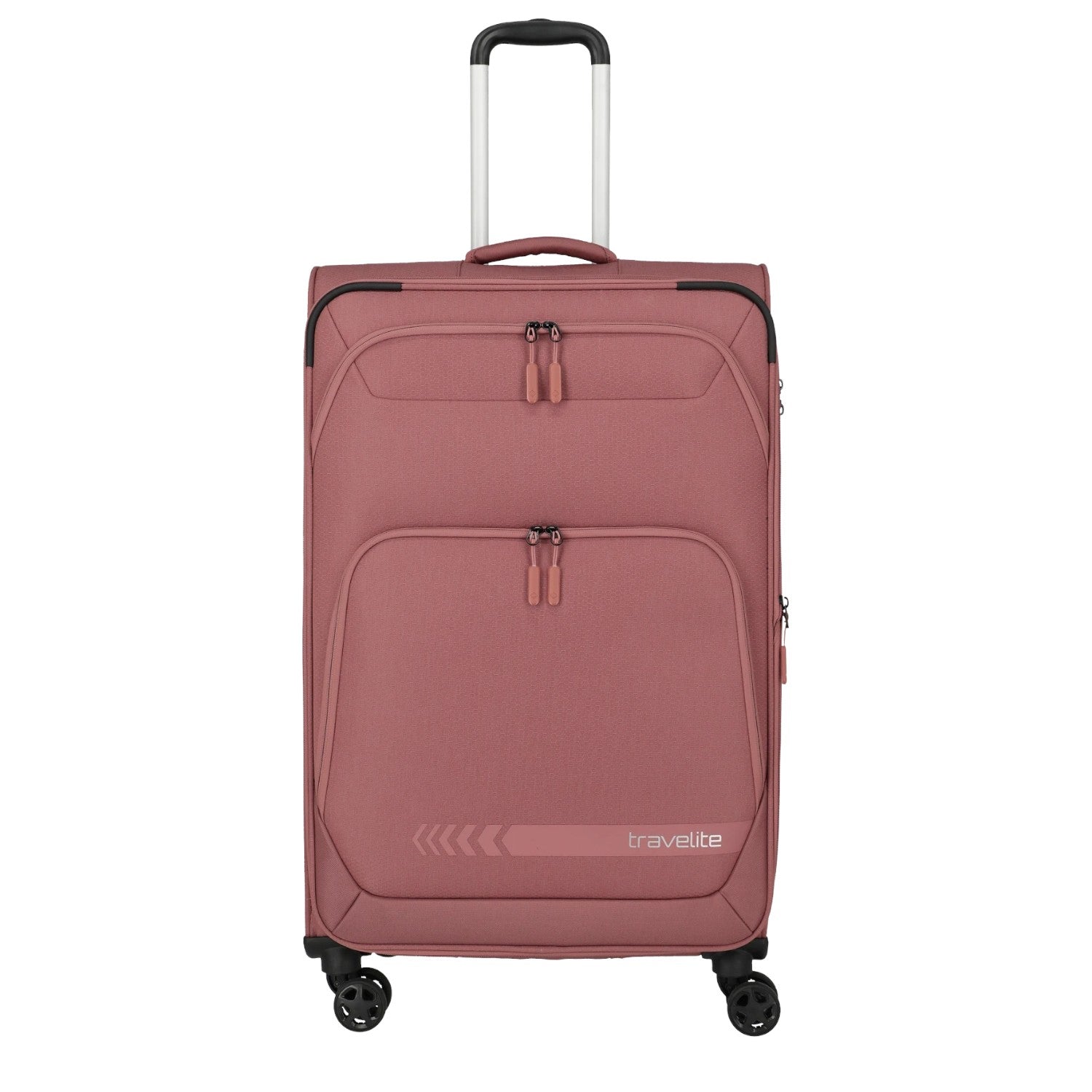 Lieblingstasche KICK OFF large expandable 4-wheel trolley suitcase in dusty rose fabric with front zip pockets
