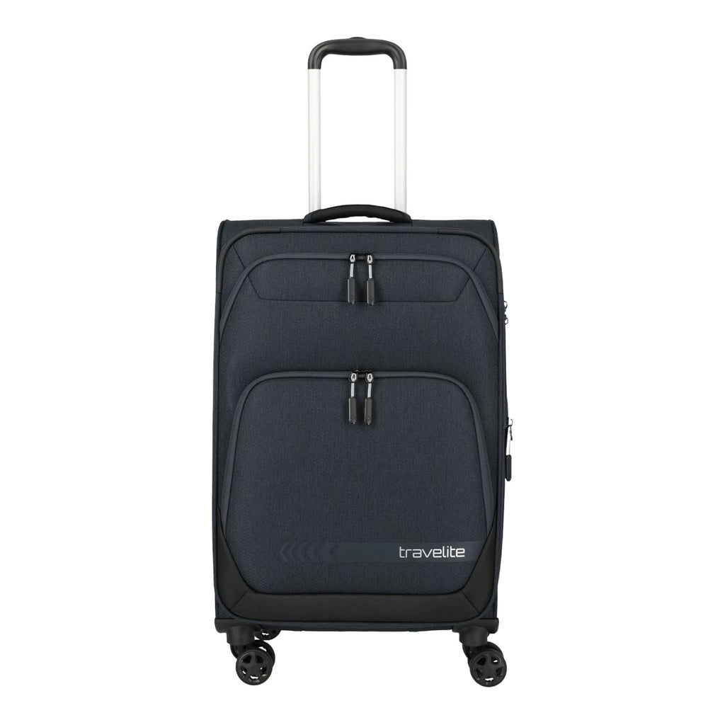 Lieblingstasche KICK OFF medium expandable 4-wheel trolley suitcase in dark grey with front zip pockets