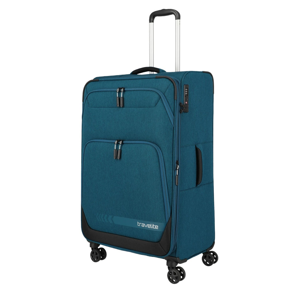 Lieblingstasche KICK OFF large expandable 4-wheel trolley suitcase in petrol blue with front pockets and TSA lock