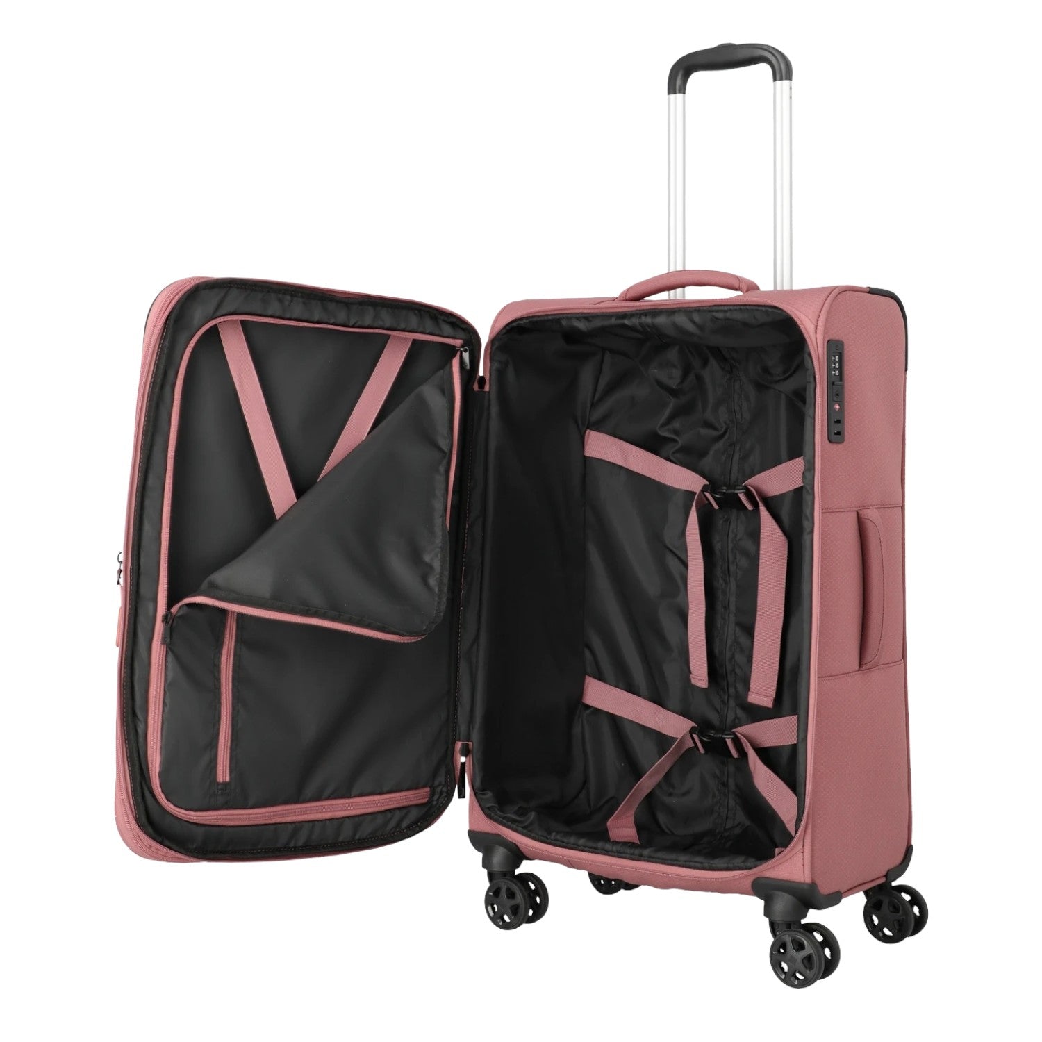 Lieblingstasche KICK OFF medium expandable 4-wheel trolley suitcase in dusty rose with open interior compartments