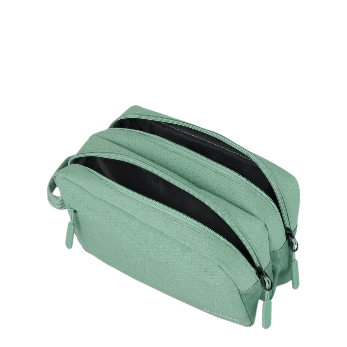 Lieblingstasche Kick Off sage green toiletry bag with two zippered compartments and a side carry handle