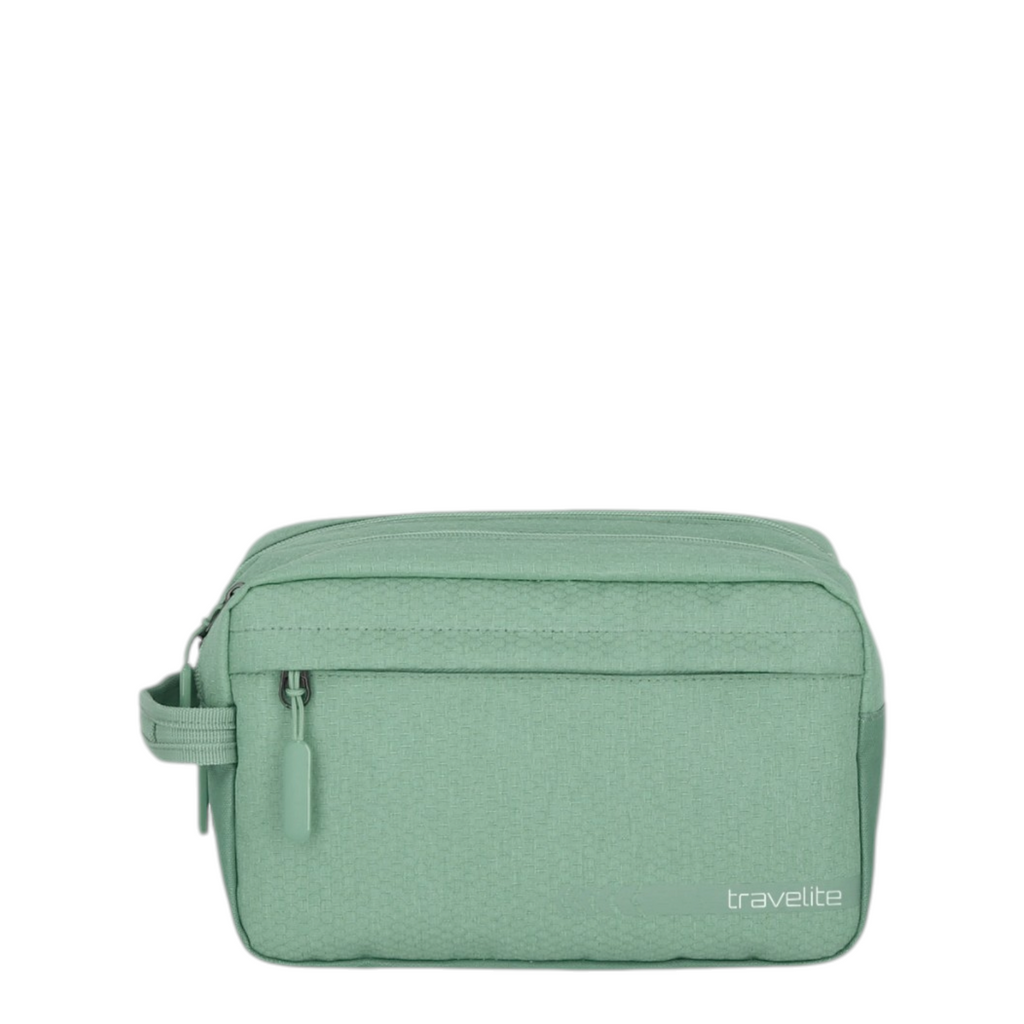 Lieblingstasche Kick Off sage green toiletry bag with a front zipper pocket and side handle