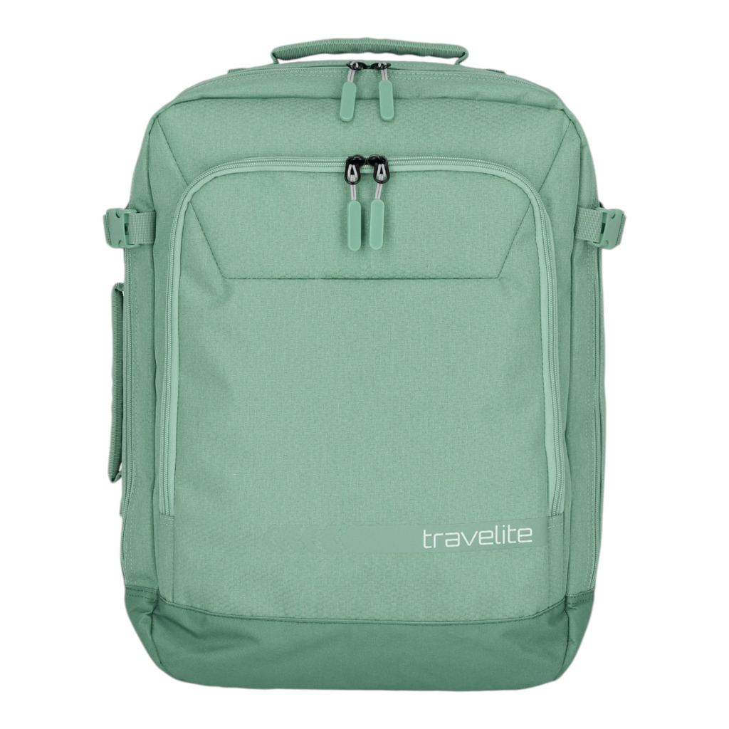 Lieblingstasche Kick Off sage green travel backpack with front zip pocket and top handle for carry-on luggage