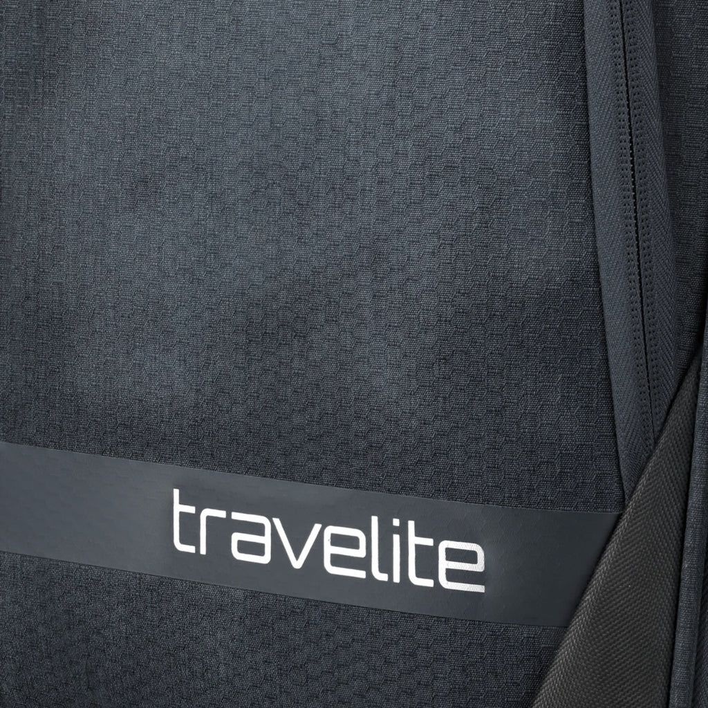 Lieblingstasche KICK OFF trolley suitcase in black with textured fabric and travelite branding detail