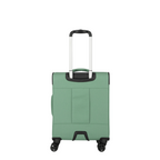 Lieblingstasche Kick Off Trolley 4w S in sage green with a telescopic handle and four spinner wheels, back view.