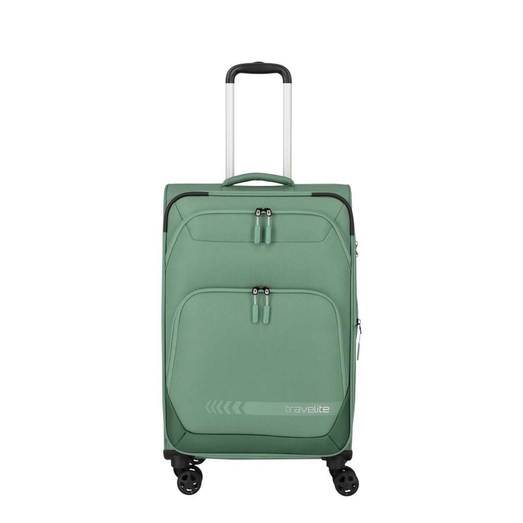 Lieblingstasche Kick Off 4-wheel medium expandable trolley suitcase in sage green with front zipper pockets