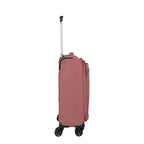 Lieblingstasche KICK OFF Trolley 4w S in dusty rose with a telescopic handle and four spinner wheels, side view.