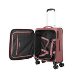 Lieblingstasche KICK OFF small 4-wheel trolley suitcase in dusty rose with open interior and packing straps