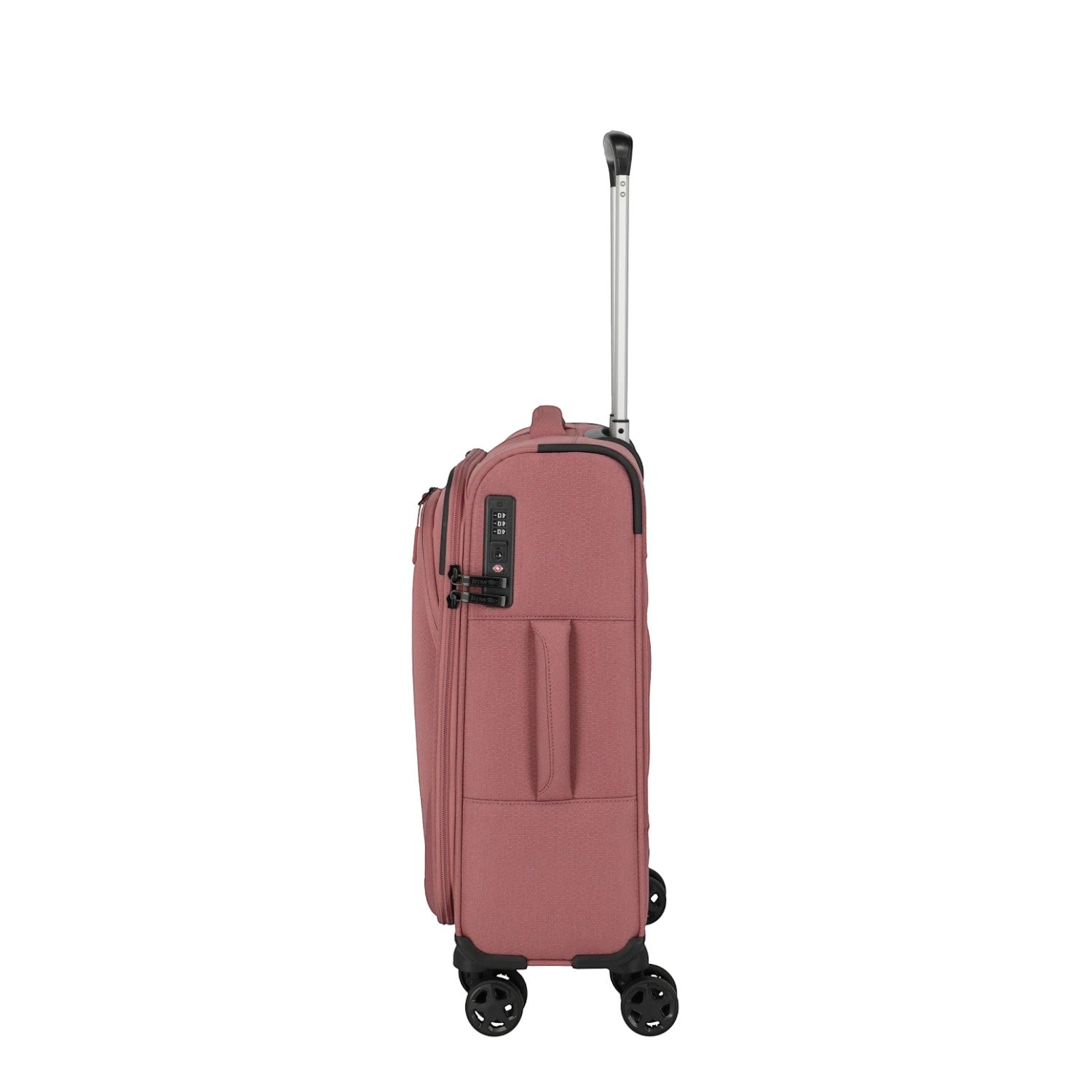Lieblingstasche KICK OFF small trolley suitcase in dusty rose with four wheels and integrated TSA lock side view