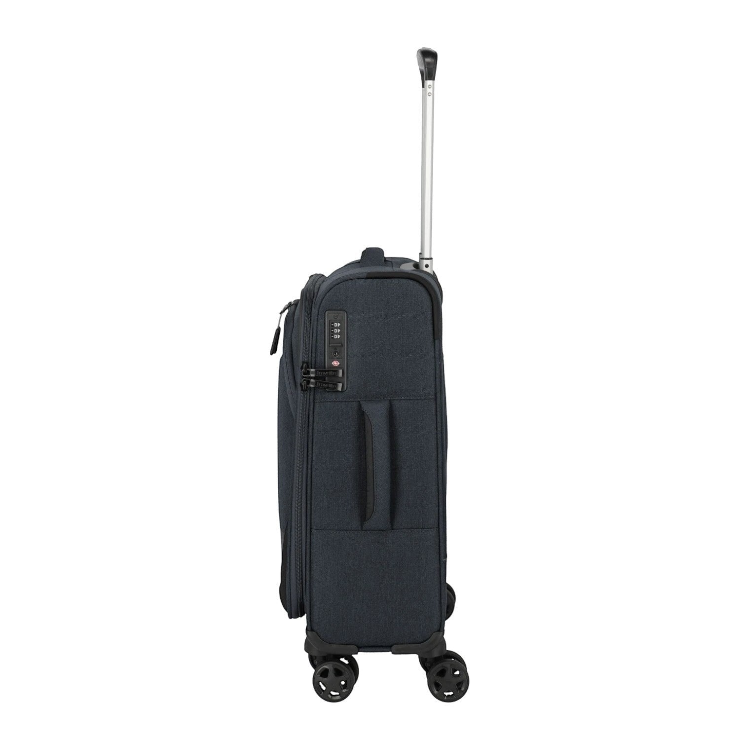 Lieblingstasche KICK OFF Trolley S in dark grey with four wheels, side handle, and integrated TSA combination lock.