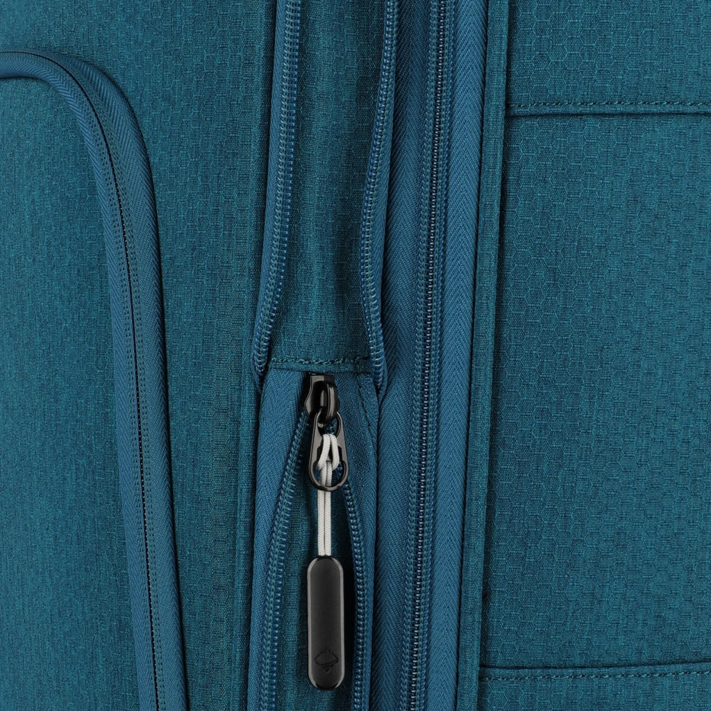 Lieblingstasche KICK OFF trolley suitcase in teal blue featuring a durable fabric texture and secure zipper detail.