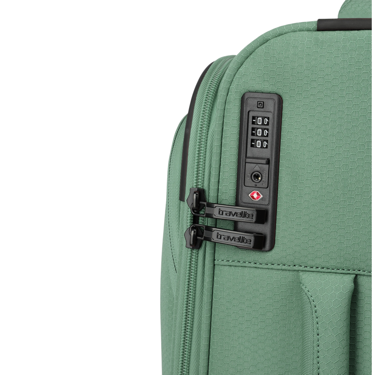 Lieblingstasche Kick Off Trolley 4w S in sage green with integrated TSA combination lock and durable fabric texture