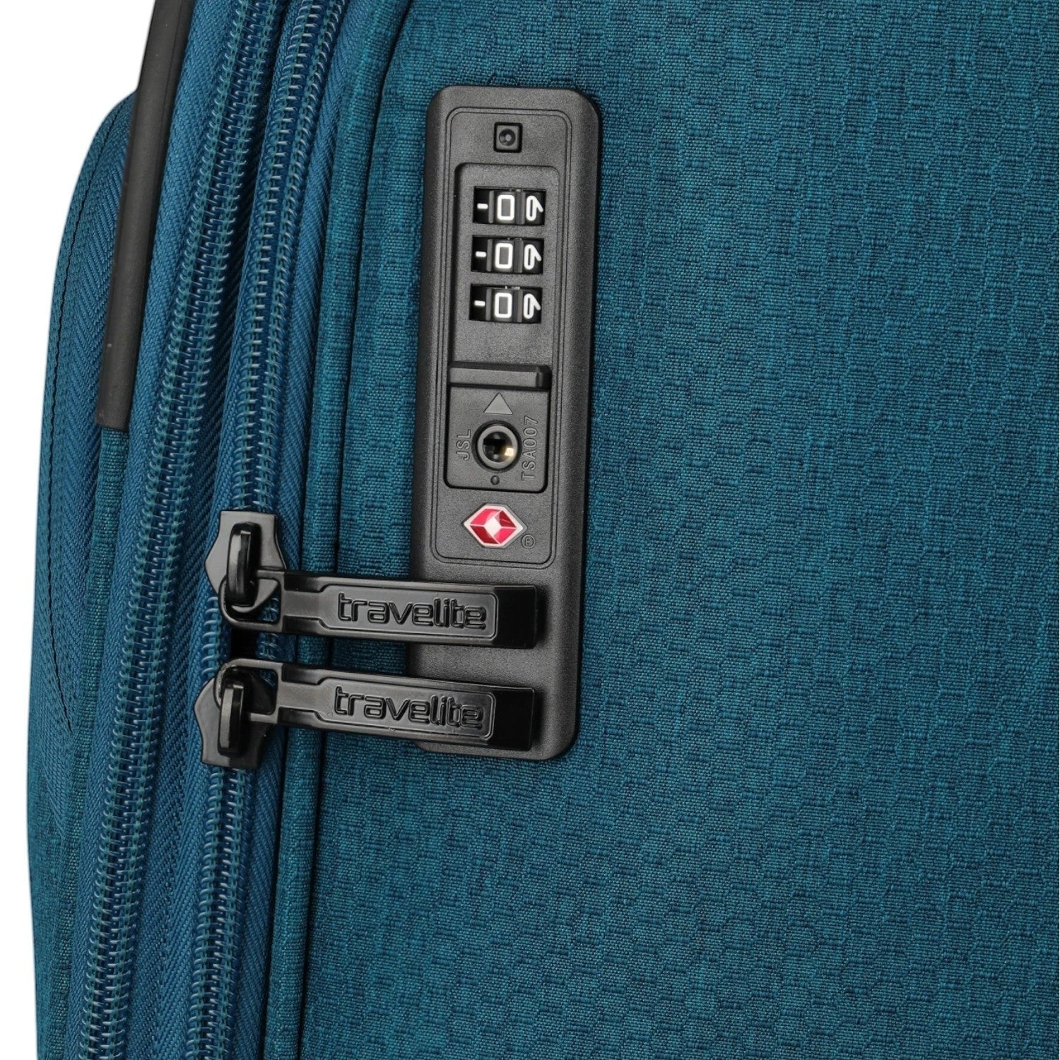 Lieblingstasche KICK OFF trolley suitcase in petrol blue featuring a secure integrated TSA combination lock.
