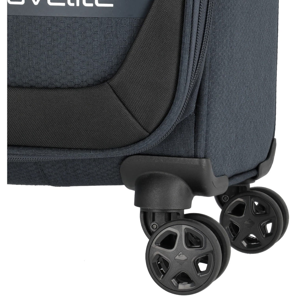 Lieblingstasche KICK OFF trolley suitcase featuring durable dark blue fabric and smooth-rolling 360-degree wheels.
