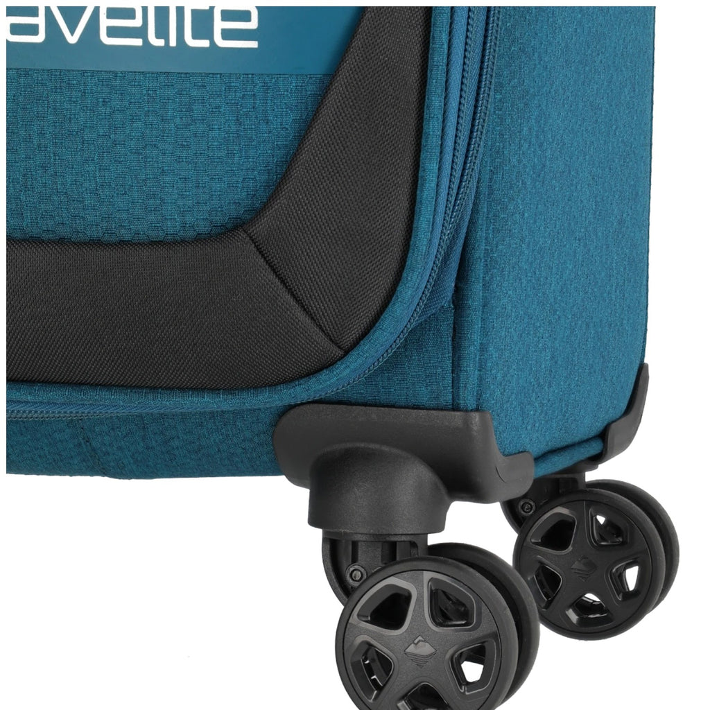 Lieblingstasche KICK OFF trolley suitcase in blue with durable black double spinner wheels and fabric exterior