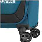 Lieblingstasche KICK OFF trolley suitcase in blue with durable black double spinner wheels and fabric exterior