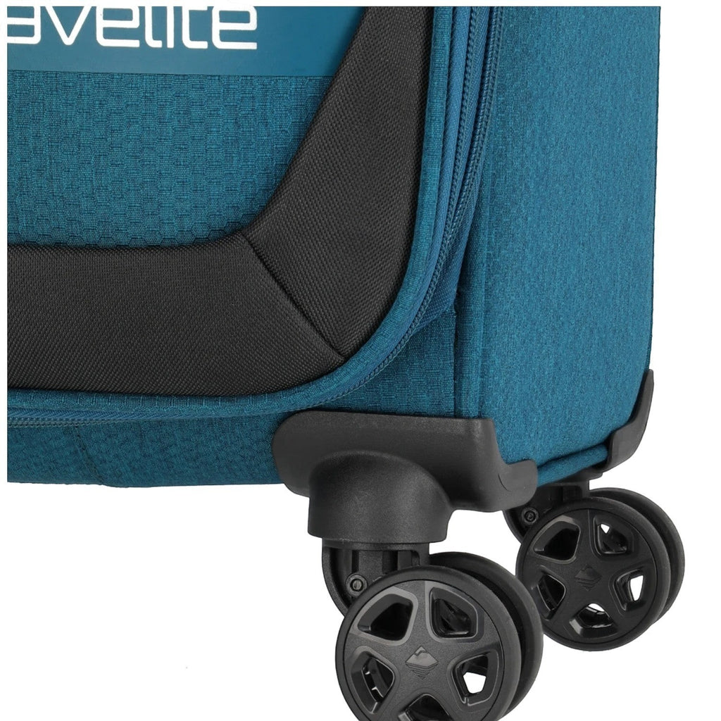 Lieblingstasche KICK OFF trolley suitcase in blue with durable black double wheels and fabric exterior