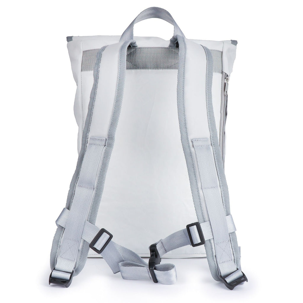 Lieblingstasche Landgang Mini backpack in light grey with adjustable shoulder straps and top carry handle
