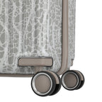 Lieblingstasche Lascana Edition 4W Trolley S, a small suitcase with a white and grey abstract pattern and tan accents.