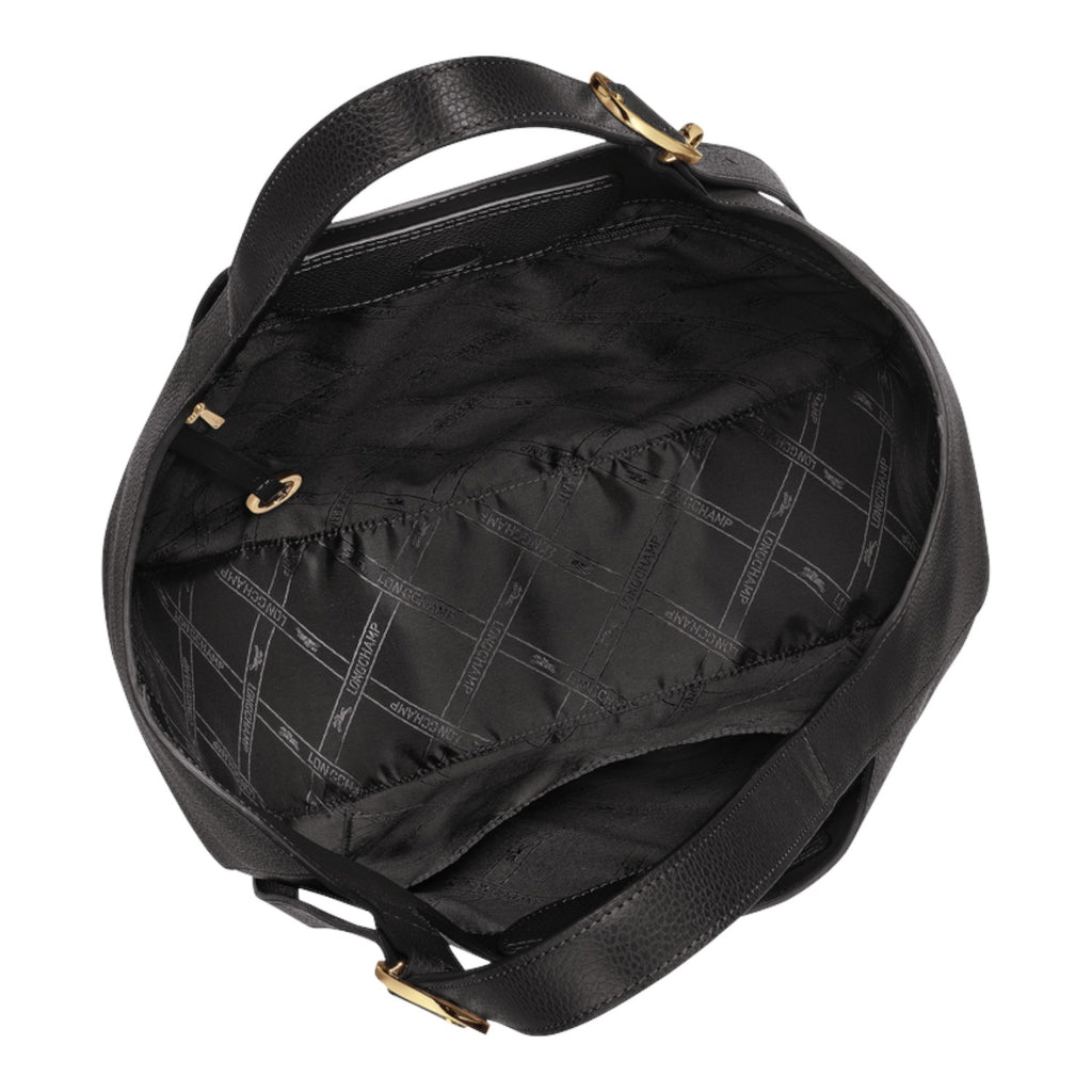 Lieblingstasche Le Foulonné XL shoulder bag interior view featuring black grained leather and branded lining